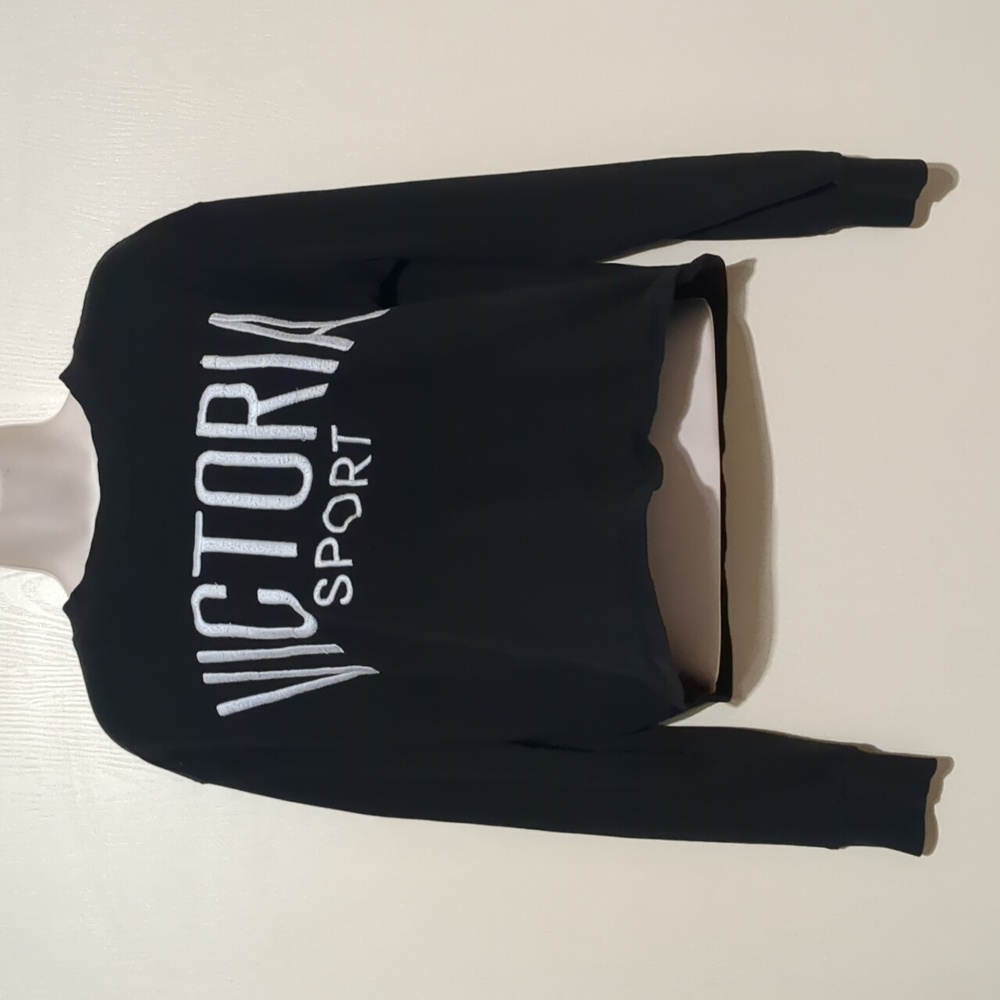 Victoria secret sport Black Cropped Sweatshirt Size S - Picture 1 of 8